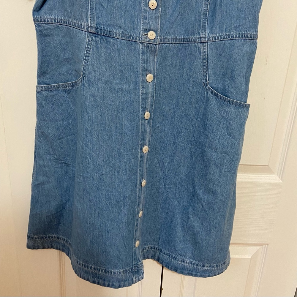Madewell Denim Button Front Puff-Sleeve Mini Dress Size 12 - Picture 7 of 11
